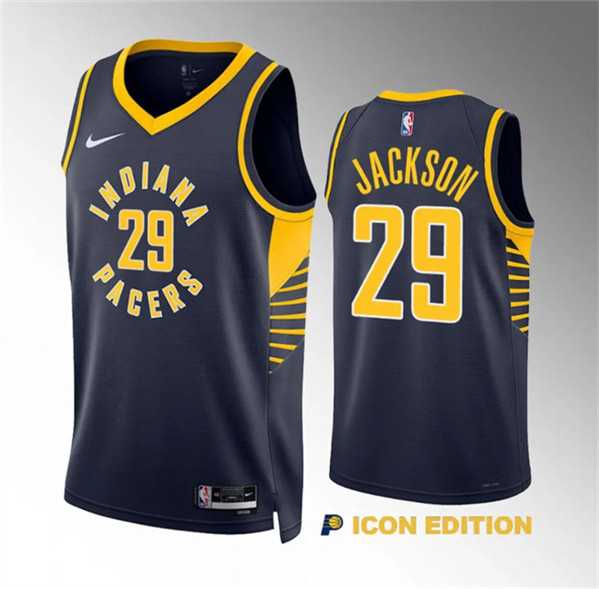 Men's Indiana Pacers #29 Quenton Jackson Navy Icon Edition Stitched Basketball Jersey Dzhi