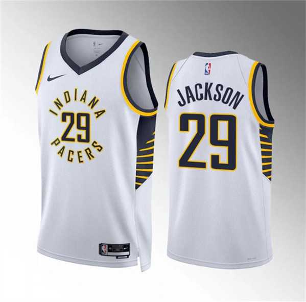 Men's Indiana Pacers #29 Quenton Jackson White Association Edition Stitched Basketball Jersey Dzhi