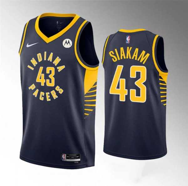 Men's Indiana Pacers #43 Pascal Siakam Navy Icon Edition Stitched Basketball Jersey Dzhi