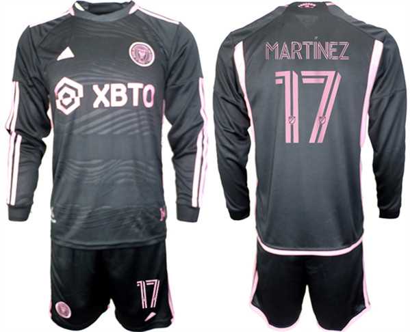 Men's Inter Miami CF #17 Martinez 2023-24 Black Away Soccer Jersey Suit