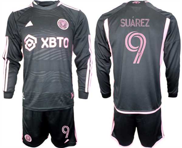 Men's Inter Miami CF #9 Luis Suarez 2023-24 Black Away Soccer Jersey Suit