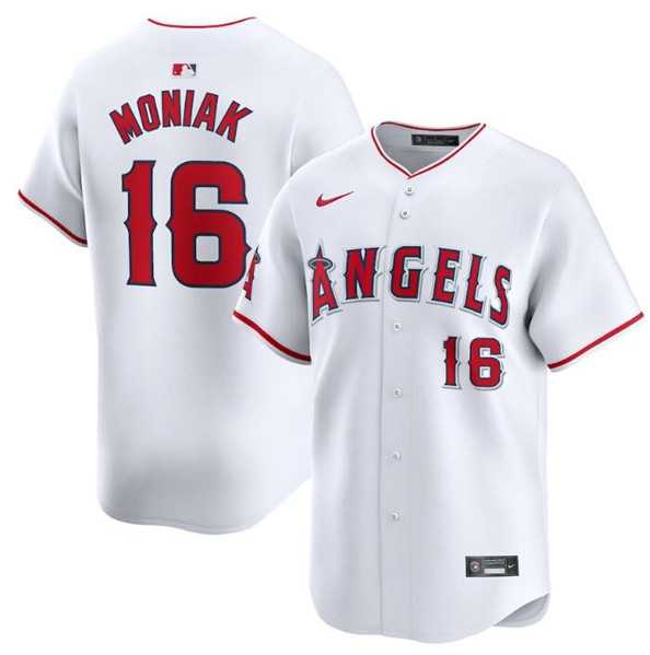Men's Los Angeles Angels #16 Mickey Moniak White Home Limited Baseball Stitched Jersey Dzhi