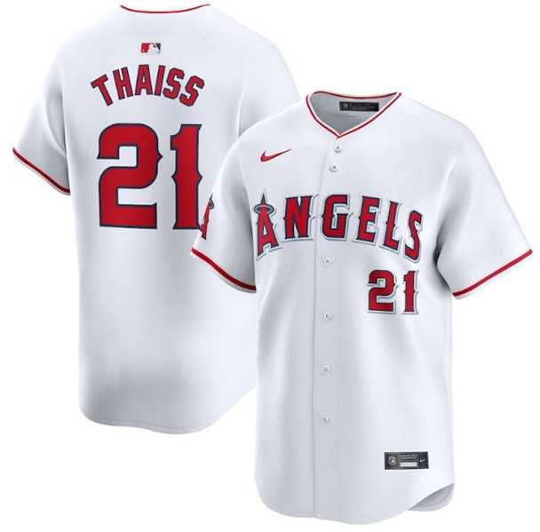 Men's Los Angeles Angels #21 Matt Thaisse White Home Limited Baseball Stitched Jersey Dzhi