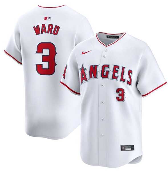Men's Los Angeles Angels #3 Taylor Ward White Home Limited Baseball Stitched Jersey Dzhi