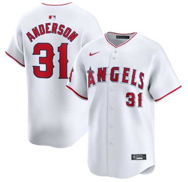 Men's Los Angeles Angels #31 Tyler Anderson White Home Limited Baseball Stitched Jersey Dzhi