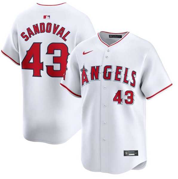 Men's Los Angeles Angels #43 Patrick Sandoval White Home Limited Baseball Stitched Jersey Dzhi
