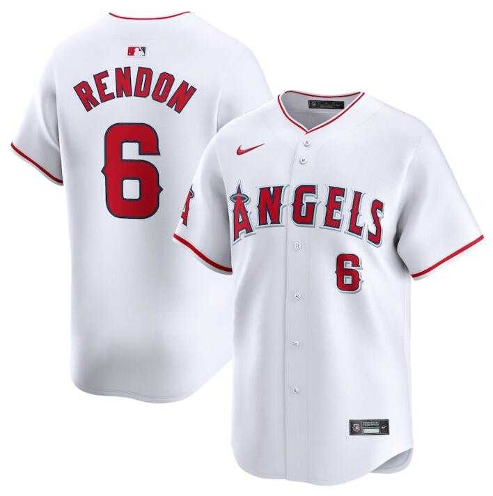 Men's Los Angeles Angels #6 Anthony Rendon White Home Limited Stitched Baseball Jersey Dzhi