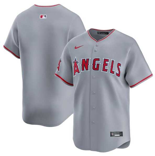 Men's Los Angeles Angels Blank Gray Away Limited Baseball Stitched Jersey Dzhi