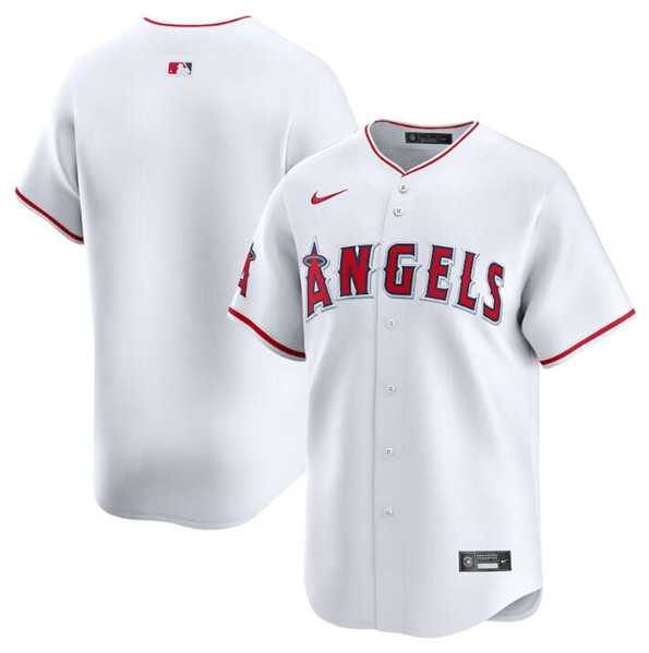 Men's Los Angeles Angels Blank White Home Limited Baseball Stitched Jersey Dzhi