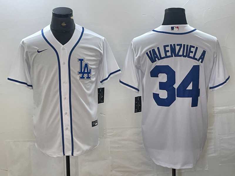 Men's Los Angeles Dodgers #34 Toro Valenzuela White Cool Base Stitched Baseball Jersey