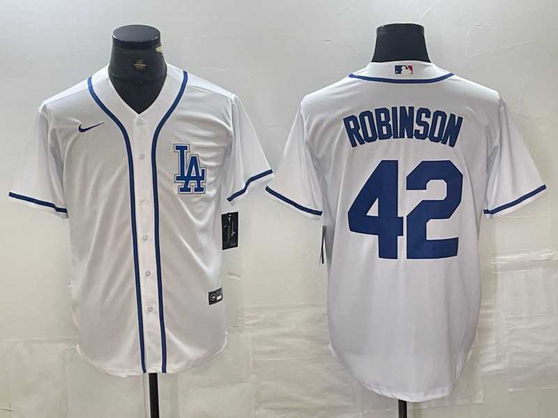 Men's Los Angeles Dodgers #42 Jackie Robinson White Cool Base Stitched Baseball Jersey