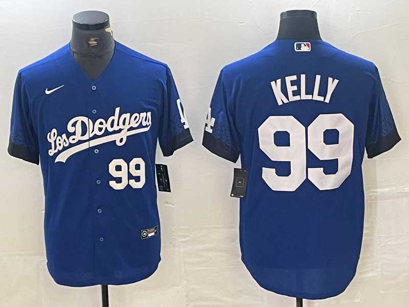 Men's Los Angeles Dodgers #99 Joe Kelly Number Blue 2021 City Connect Cool Base Stitched Jerseys