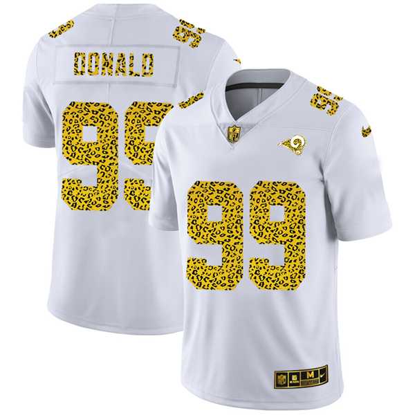 Men's Los Angeles Rams #99 Aaron Donald 2020 White Leopard Print Fashion Limited Football Stitched Jersey Dyin