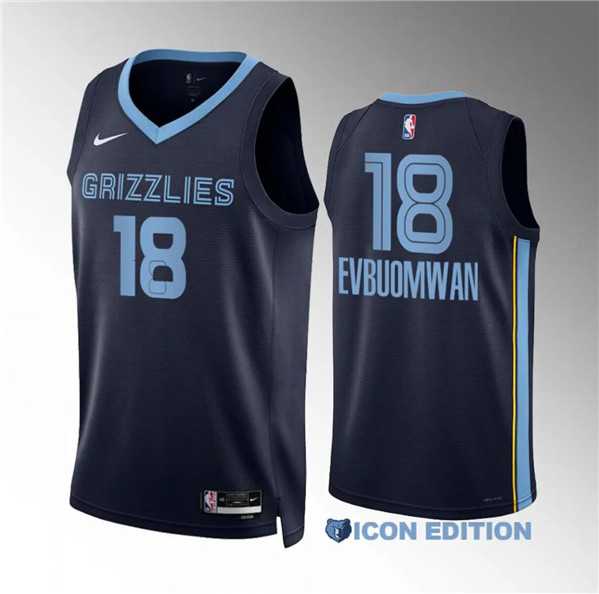 Men's Memphis Grizzlies #18 Tosan Evbuomwan Navy Icon Edition Stitched Jersey Dzhi