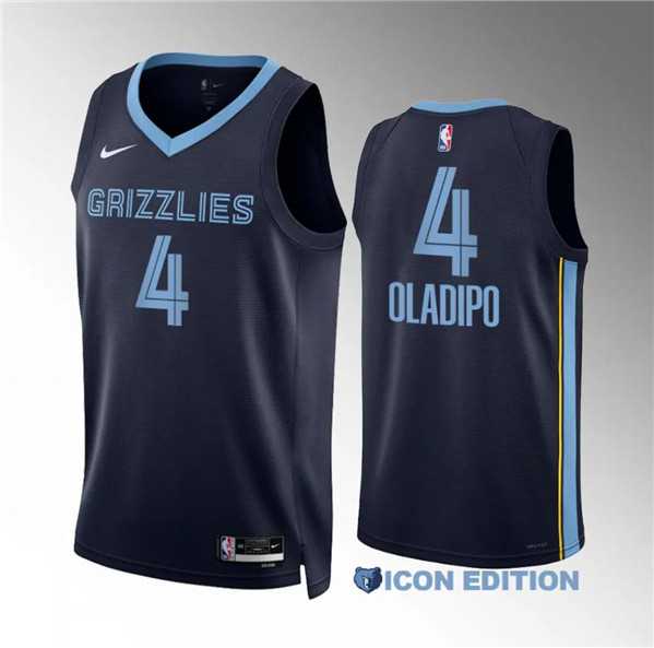 Men's Memphis Grizzlies #4 Victor Oladipo Navy Icon Edition Stitched Jersey Dzhi