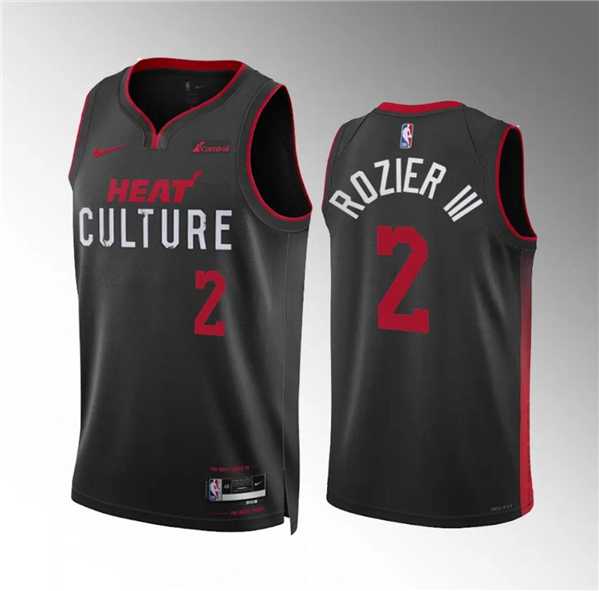 Men's Miami Heat #2 Terry Rozier III Black 2023-24 City Edition Stitched Basketball Jersey Dzhi