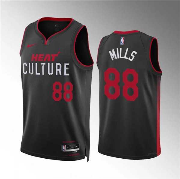 Men's Miami Heat #88 Patrick Mills Black 2023-24 City Edition Stitched Basketball Jersey Dzhi