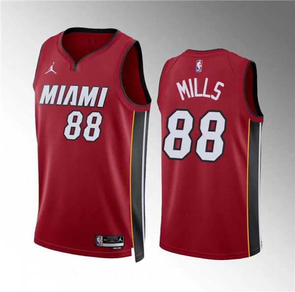 Men's Miami Heat #88 Patrick Mills Red Statement Edition Stitched Basketball Jersey Dzhi