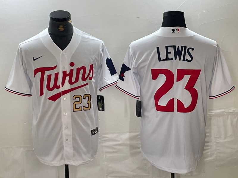 Men's Minnesota Twins #23 Royce Lewis Number White Stitched MLB Cool Base Nike Jerseys1