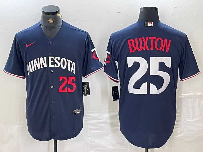 Men's Minnesota Twins #25 Byron Buxton Number 2023 Navy Blue Cool Base Jerseys