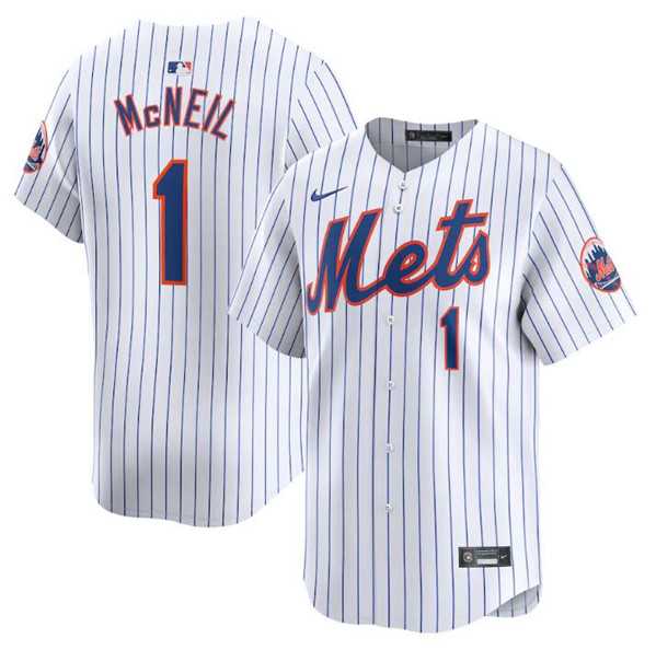 Men's New York Mets #1 Jeff McNeil White 2024 Home Limited Stitched Baseball Jersey Dzhi