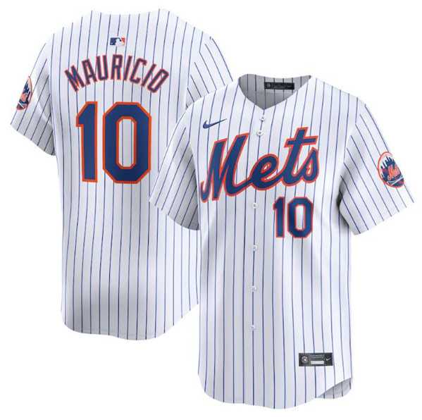 Men's New York Mets #10 Ronny Mauricio White 2024 Home Limited Stitched Baseball Jersey Dzhi
