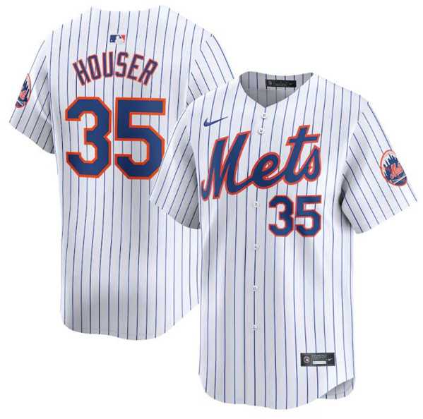 Men's New York Mets #35 Adrian Houser White 2024 Home Limited Stitched Baseball Jersey Dzhi