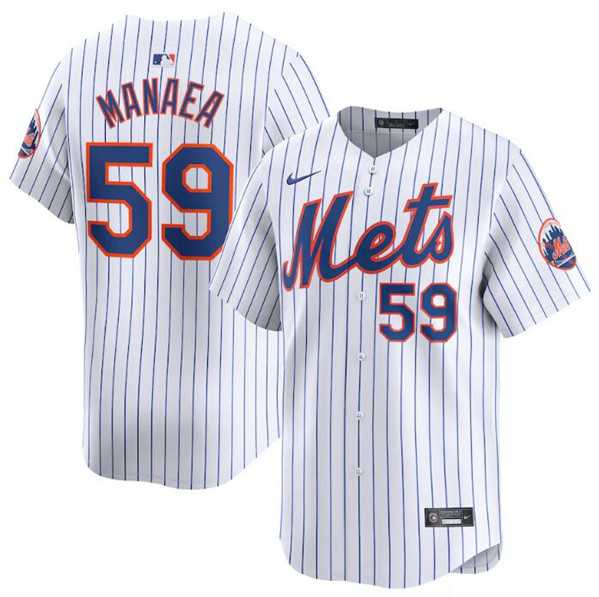 Men's New York Mets #59 Sean Manaea White 2024 Home Limited Stitched Baseball Jersey Dzhi