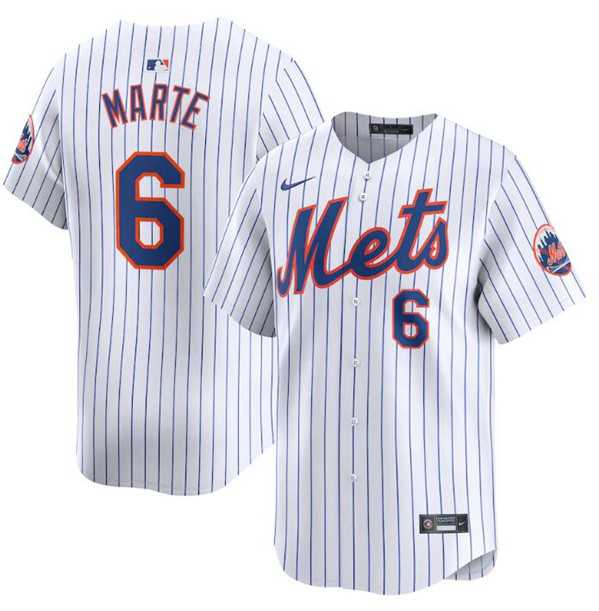 Men's New York Mets #6 Starling Marte White 2024 Home Limited Stitched Baseball Jersey Dzhi