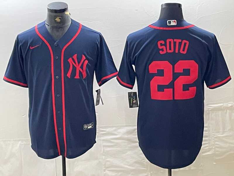 Men's New York Yankees #22 Juan Soto Navy Red Fashion Cool Base Jersey
