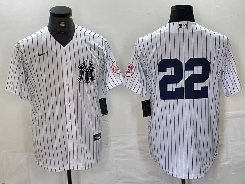 Men's New York Yankees #22 Juan Soto White With Patch 2024 Cool Base Stitched Jersey