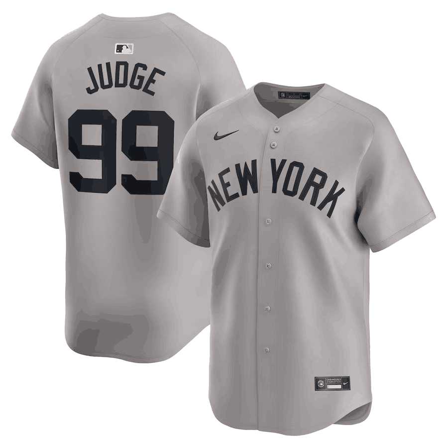 Men's New York Yankees #99 Aaron Judge Gray 2024 Away Limited Cool Base Stitched Baseball Jersey Dzhi