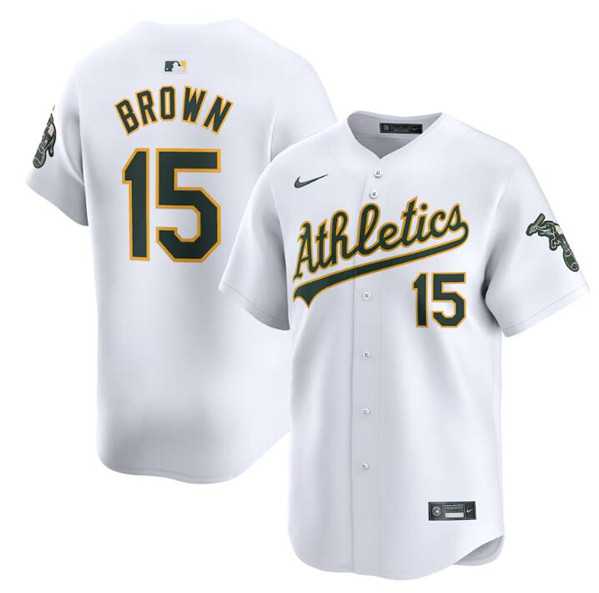Men's Oakland Athletics #15 Seth Brown White Home Limited Stitched Jersey Dzhi