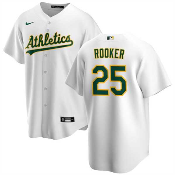 Men's Oakland Athletics #25 Brent Rooker White Cool Base Stitched Jersey Dzhi