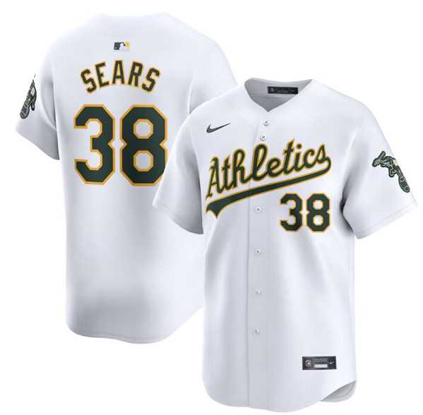 Men's Oakland Athletics #38 JP Sears White Home Limited Stitched Jersey Dzhi