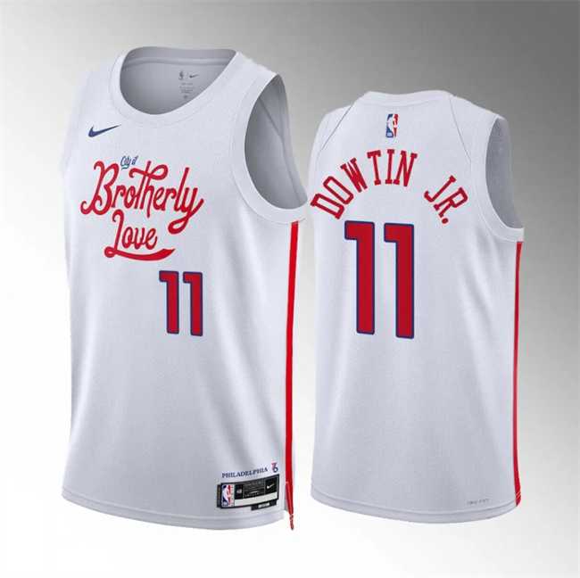 Men's Philadelphia 76ers #11 Jeff Dowtin Jr White City Edition Stitched Jersey Dzhi