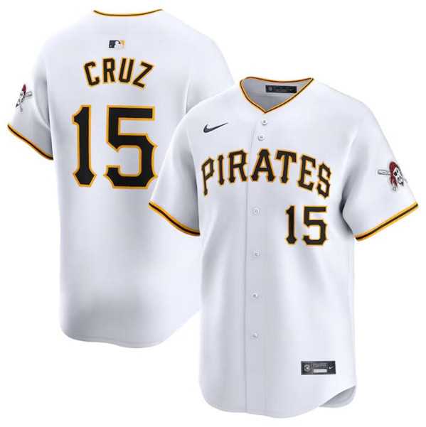 Men's Pittsburgh Pirates #15 Oneil Cruz White Home Limited Baseball Stitched Jersey Dzhi