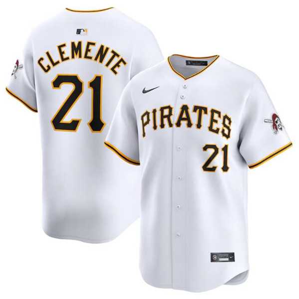 Men's Pittsburgh Pirates #21 Roberto Clemente White Home Limited Baseball Stitched Jersey Dzhi