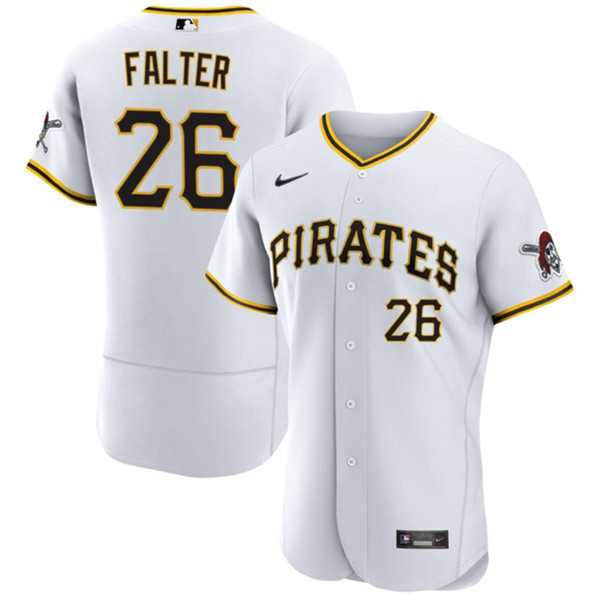 Men's Pittsburgh Pirates #26 Bailey Falter White Flex Base Baseball Stitched Jersey Dzhi