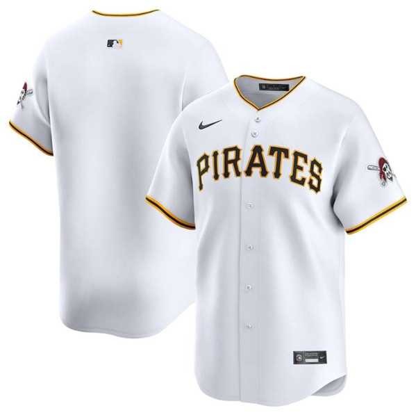 Men's Pittsburgh Pirates Blank White Home Limited Baseball Stitched Jersey Dzhi