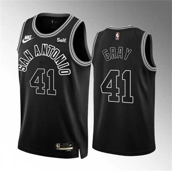 Men's San Antonio Spurs #41 Raiquan Gray 2022-23 Black Classic Edition Stitched Basketball Jersey Dzhi