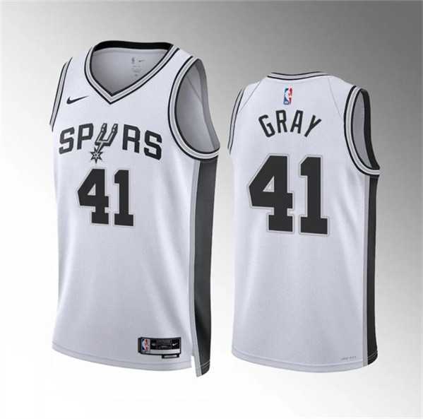 Men's San Antonio Spurs #41 Raiquan Gray White Association Edition Stitched Basketball Jersey Dzhi