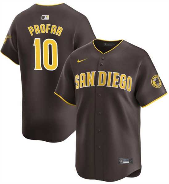 Men's San Diego Padres #10 Jurickson Profar Brown 2024 Away Limited Baseball Stitched Jersey Dzhi