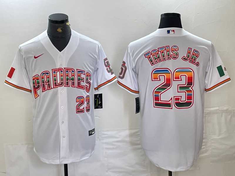 Men's San Diego Padres #23 Fernando Tatis Jr Mexico White Cool Base Stitched Baseball Jersey Dzhi