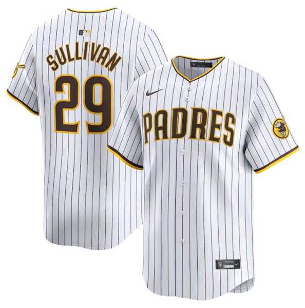 Men's San Diego Padres #29 Brett Sullivan White 2024 Home Limited Baseball Stitched Jersey Dzhi