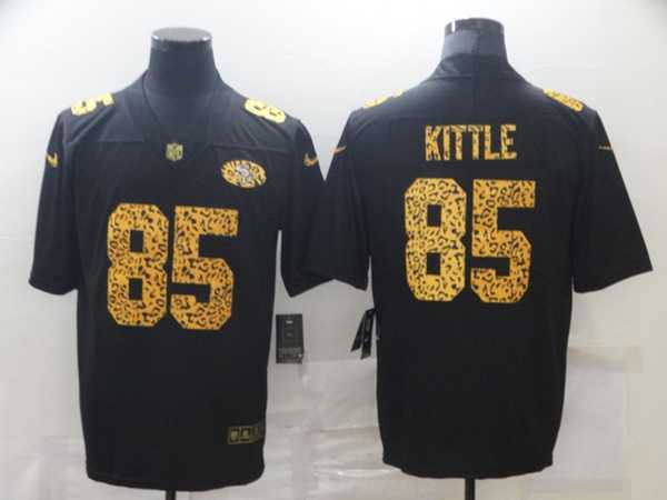 Men's San Francisco 49ers #85 George Kittle 2020 Black Leopard Print Fashion Limited Stitched Jersey Dzhi