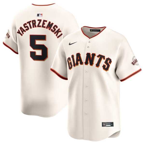 Men's San Francisco Giants #5 Mike Yastrzemski Cream Cool Base Stitched Baseball Jersey Dzhi