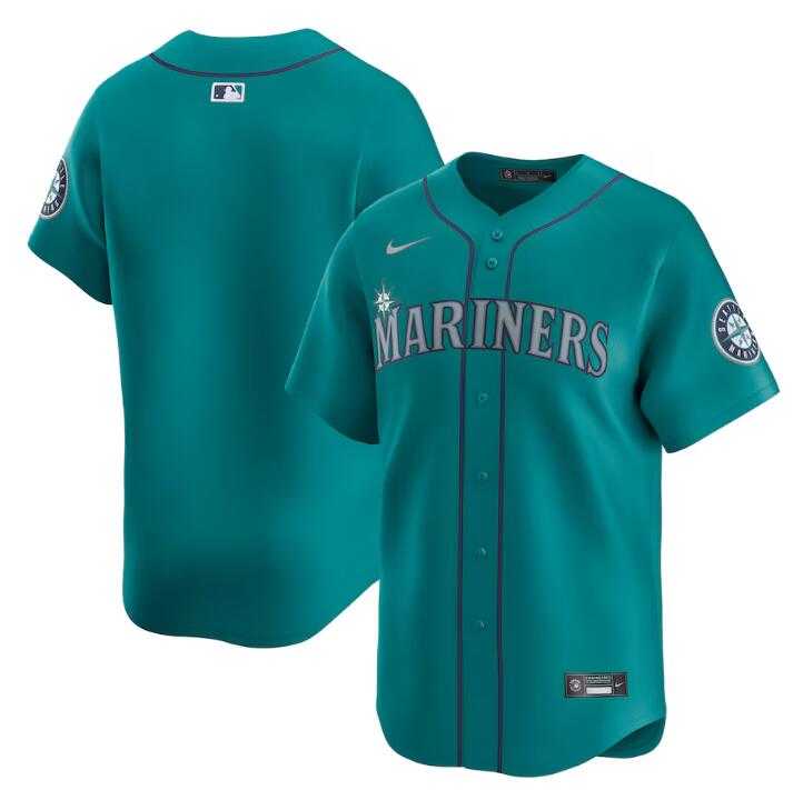 Men's Seattle Mariners Blank Aqua Alternate Limited Stitched jersey Dzhi