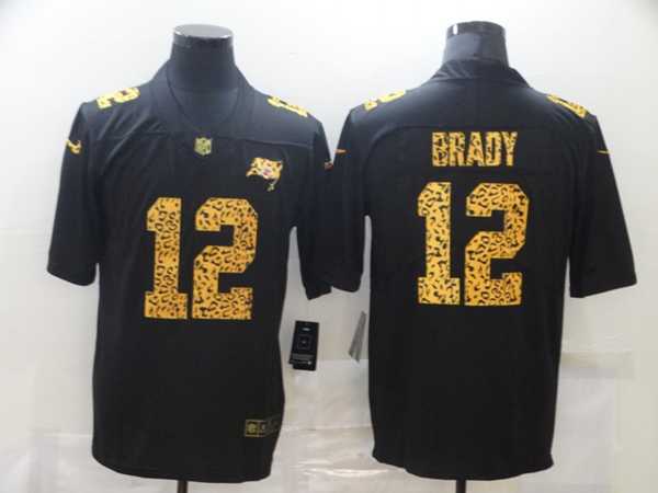 Men's Tampa Bay Buccaneers #12 Tom Brady 2020 Black Leopard Print Fashion Limited Football Stitched Jersey Dzhi