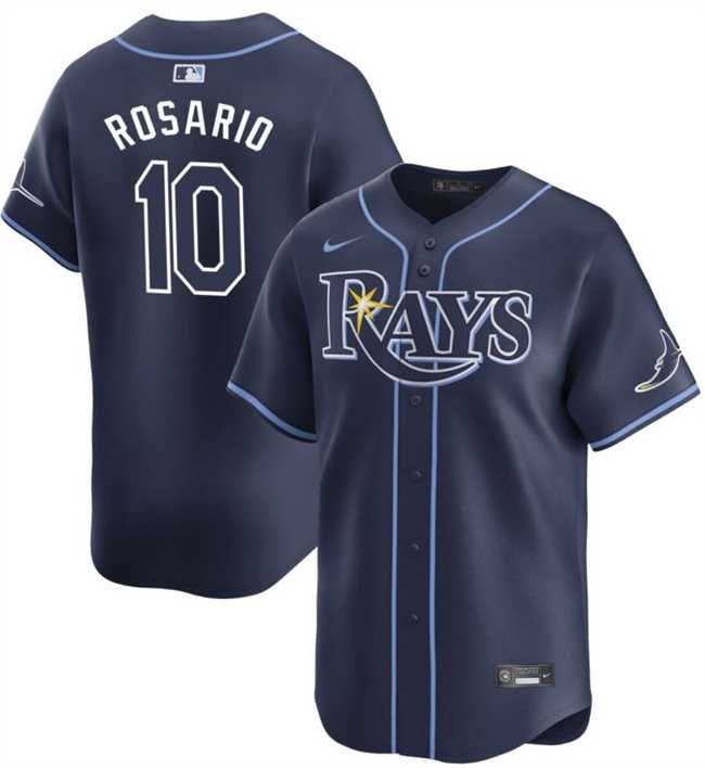 Men's Tampa Bay Rays #10 Amed Rosario Navy Away Limited Stitched Baseball Jersey Dzhi
